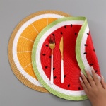 Custom Embroidery Watermelon Lemon PP Woven Placemat Coaster