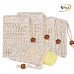 Natural Sisal Fiber Mesh Soap Bag With Drawstring