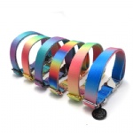 Customized Heat Transfer Sublimation Logo Printed Rainbow Polyester Pet Cat Dog Collar And Leash Set PWPET002