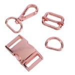 Dog Collar Metal Accessories Rose Gold Side Release Buckle And Dog Hook Set PWPET000